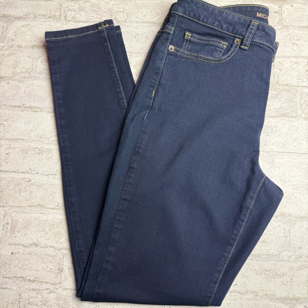 Michael Kors Women's Izzy Skinny Jeans Dark Blue Size 10 Stretch Denim😍